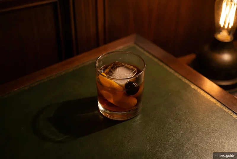 Tesla Coil — Cinnamon whiskey and coffee liqueur, stirred over one block