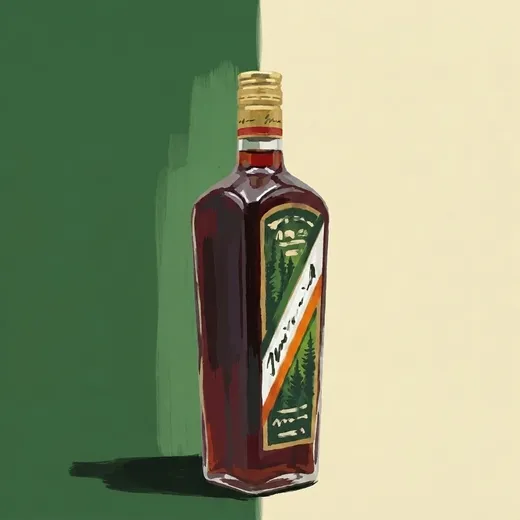 Painted illustration of a bottle of Kuemmerling