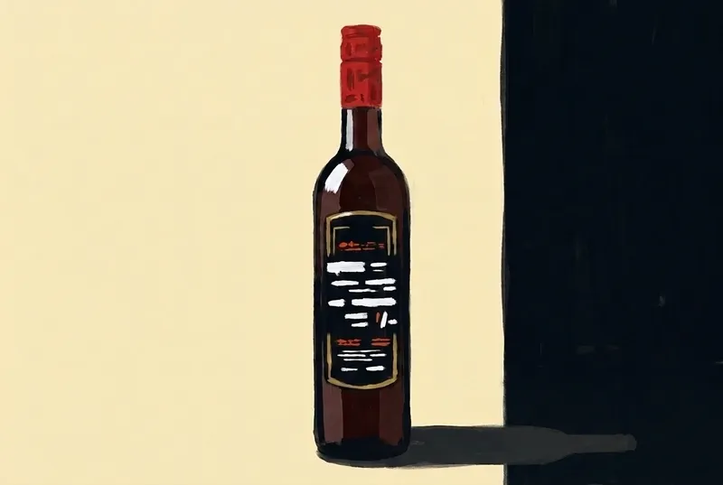 Painted illustration of a bottle of Amaro 18 Isolabella