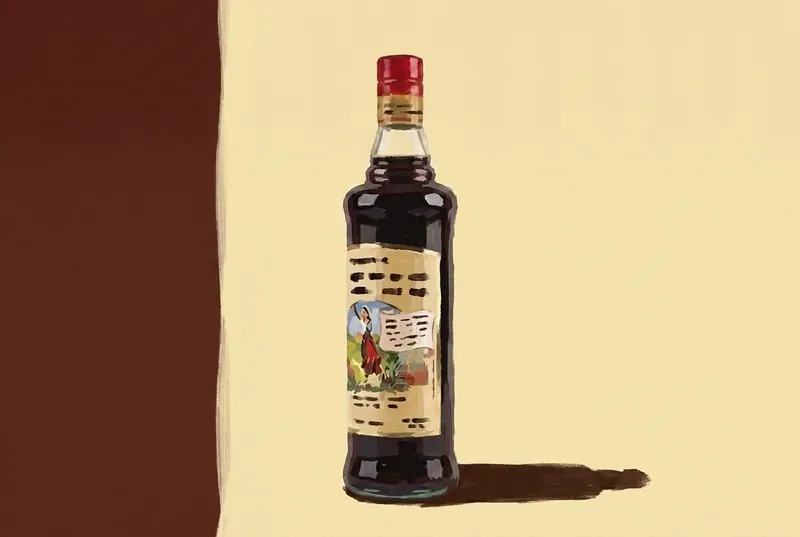 Painted illustration of a bottle of Amaro CioCiaro