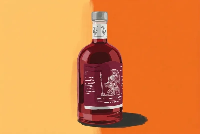 Painted illustration of a bottle of Lyre's Italian Orange