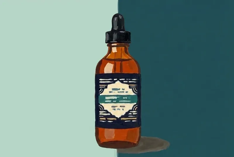 Painted illustration of a bottle of Bittered Sling Kensington Bitters