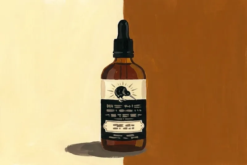 Painted illustration of a bottle of Bob's Bitters Ginger Bitters