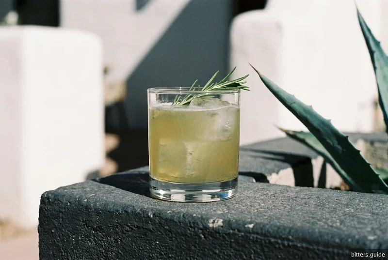 Mezcalerie — Mezcal and rosemary syrup, sharpened with lime and Latin bitters