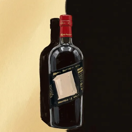 Painted illustration of a bottle of Amaro 18 Isolabella