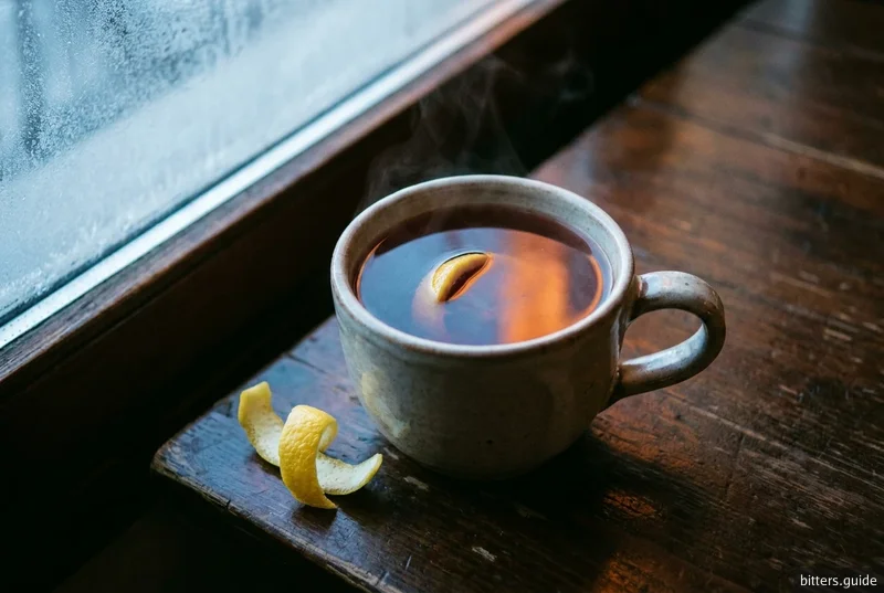 China Martini Caldo — The Piedmontese winter serve: china elixir, hot water and lemon peel