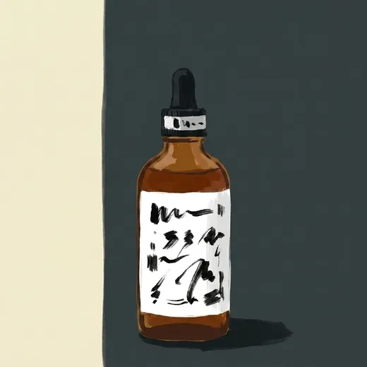 Geschilderde illustratie van een fles The Japanese Bitters Co. Umami Bitters