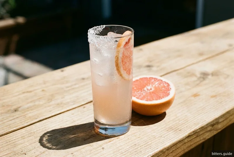 Lo-Fi Paloma — A paloma with gentian amaro standing beside the tequila