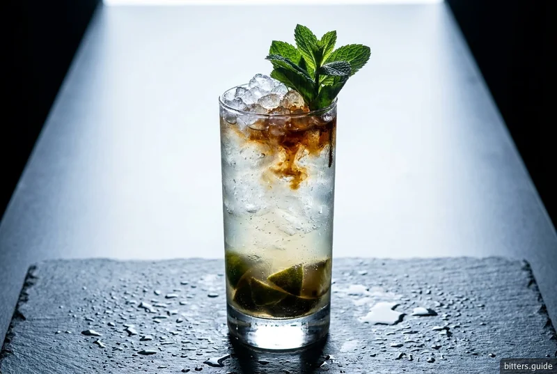 Mintonic — Branca's mint fernet over crushed ice and tonic, muddled with lime