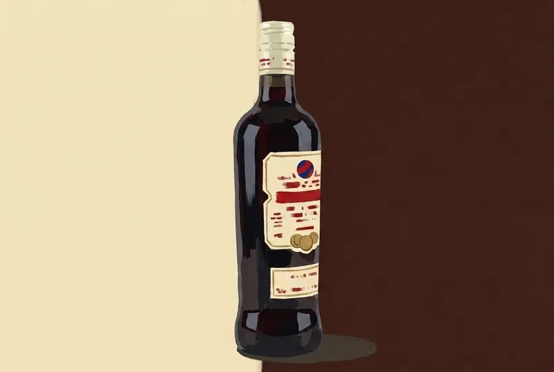Painted illustration of a bottle of China Martini