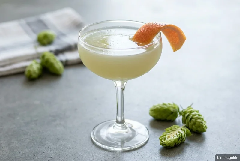 Hopped Gimlet — A gin gimlet with the grapefruit and hops of a cold IPA dashed through it