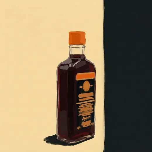 Painted illustration of a bottle of Petrus Boonekamp