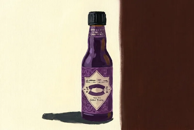 Painted illustration of a bottle of The Bitter Truth Chocolate Bitters