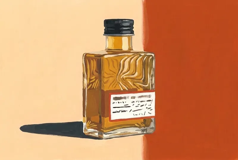 Painted illustration of a bottle of Strongwater Orange Bitters