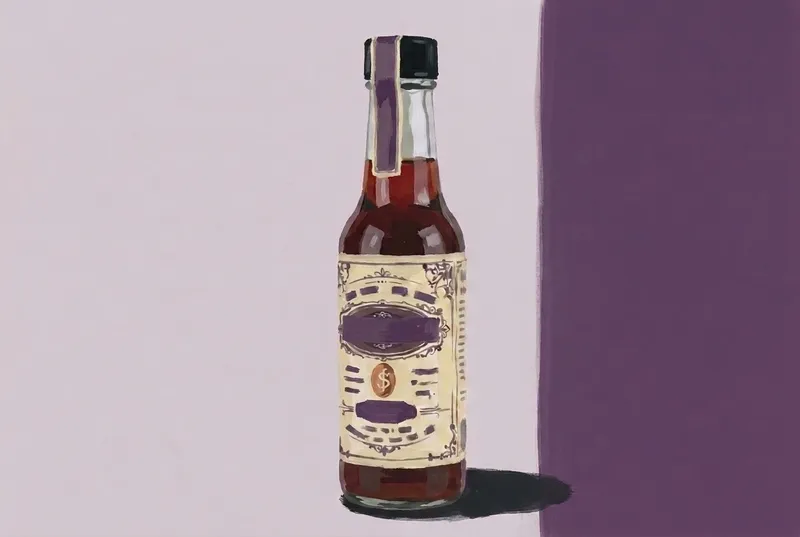 Painted illustration of a bottle of Scrappy's Lavender Bitters