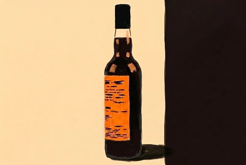 Painted illustration of a bottle of Fernet-Vallet