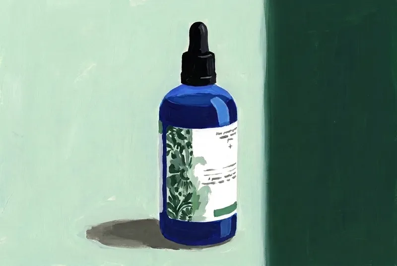 Painted illustration of a bottle of Bittermens Boston Bittahs
