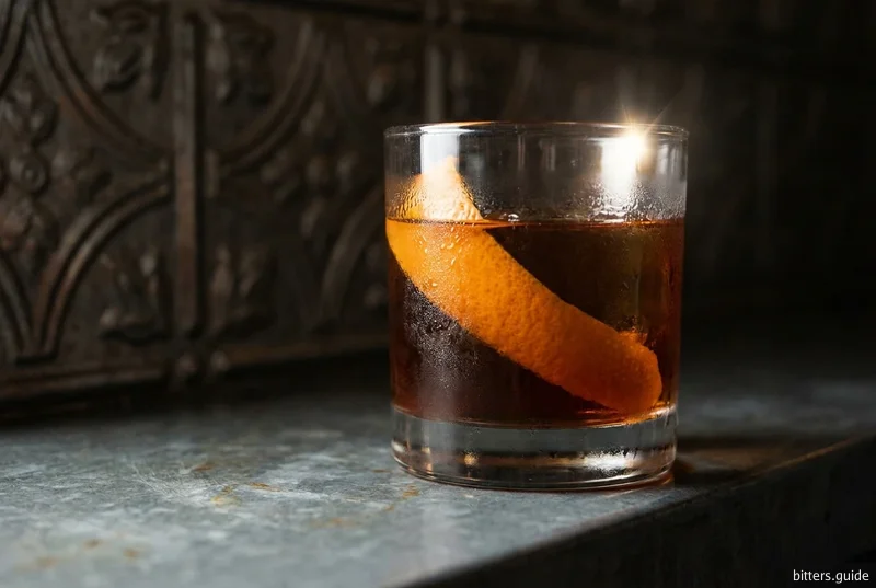 Sharpie Mustache — An equal-parts stir of gin, rye, amaro and quinquina