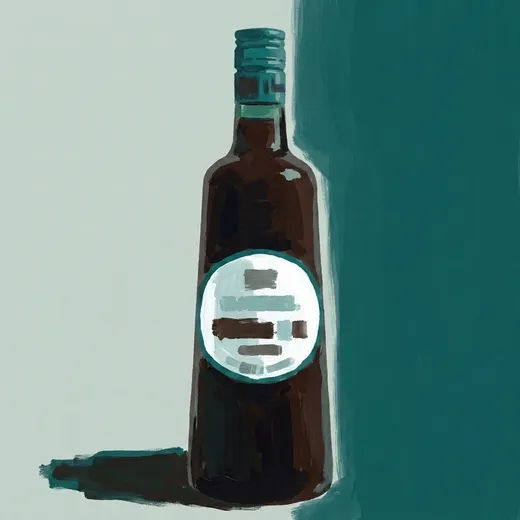 Painted illustration of a bottle of Badel Pelinkovac
