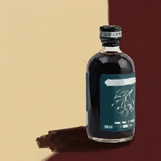 Illustrazione dipinta di una bottiglia di Bittercube Cherry Bark Vanilla Bitters