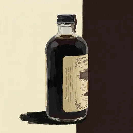 Illustrazione dipinta di una bottiglia di Scrappy's Chocolate Bitters