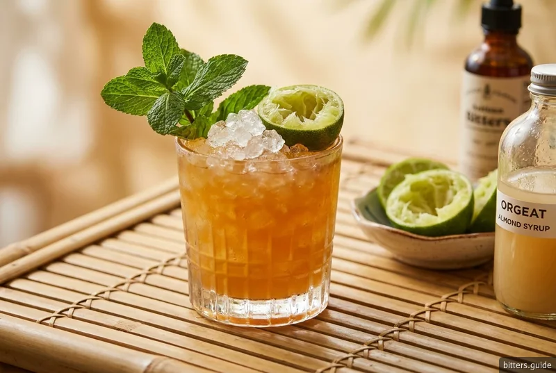 Mai Tai — 숙성 자메이칸 럼과 오르쟈를 넣은 클래식 티키 칵테일