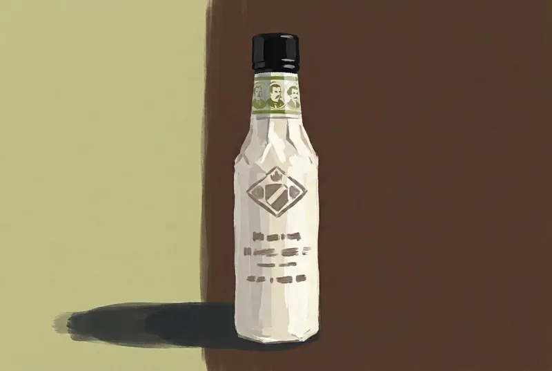 Fee Brothers Black Walnut Bitters 병의 회화풍 일러스트