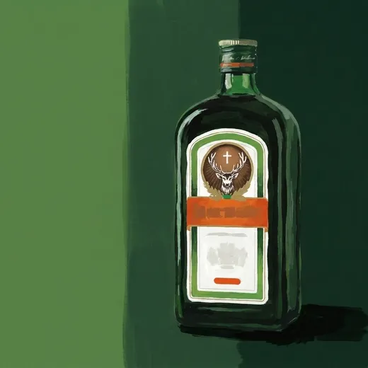 Illustration peinte d’une bouteille de Jägermeister