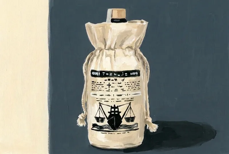 Painted illustration of a bottle of TX Distillery TX Scheepsbitter