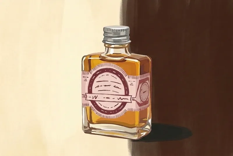 Painted illustration of a bottle of Dashfire Vintage Orange Bitters