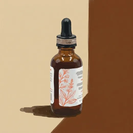 Illustrazione dipinta di una bottiglia di Dram Apothecary Hair of the Dog Bitters