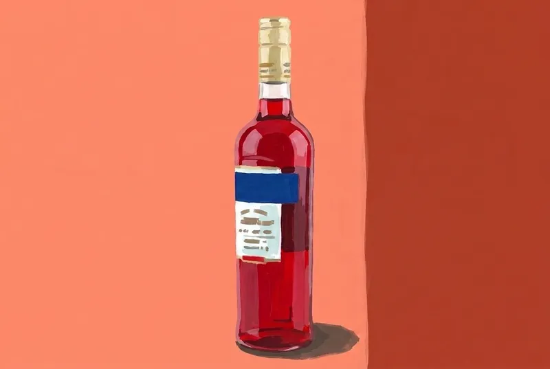 Painted illustration of a bottle of Campari