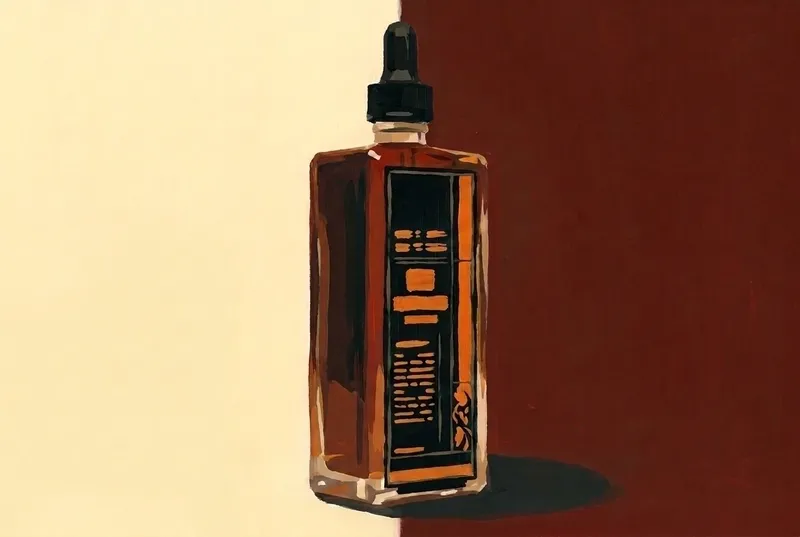 Painted illustration of a bottle of Dashfire Old Fashioned Bitters