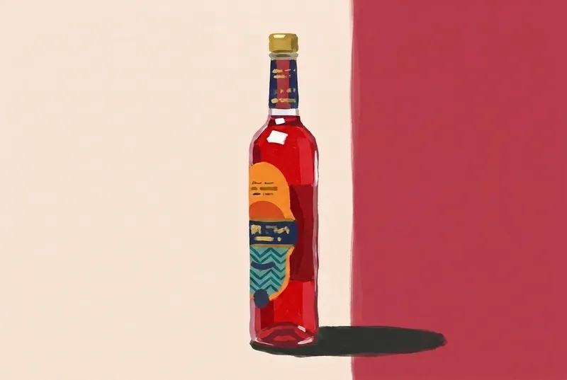 Painted illustration of a bottle of Wilfred's Bittersweet Aperitif
