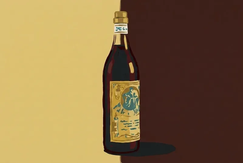 Painted illustration of a bottle of Varnelli Amaro Sibilla