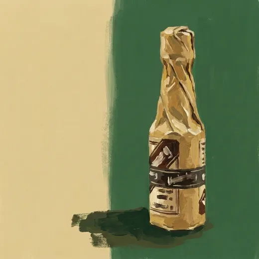 Ilustración pintada de una botella de Underberg Bitters