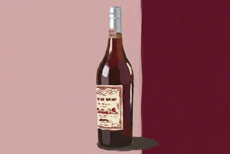 Painted illustration of a bottle of Byrrh Grand Quinquina