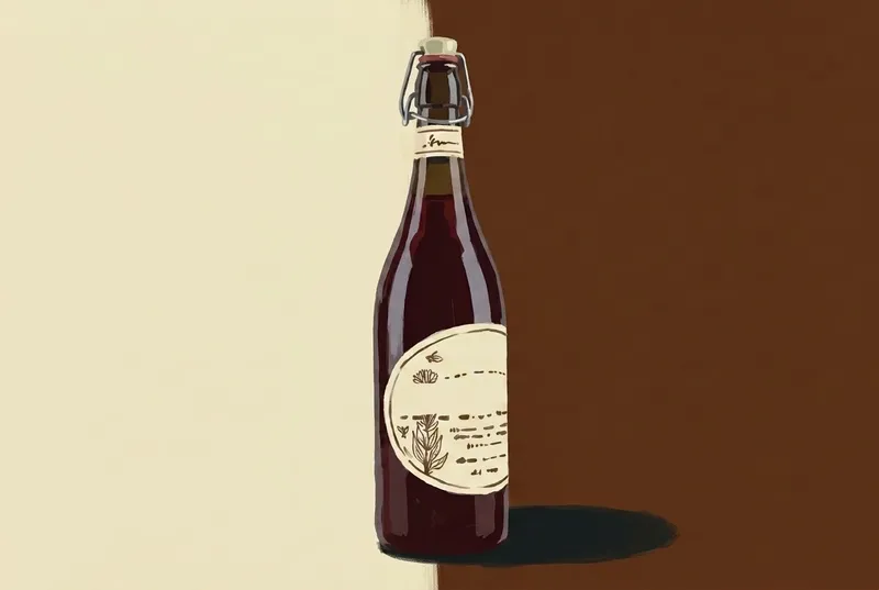 Painted illustration of a bottle of Varnelli Amaro dell'Erborista