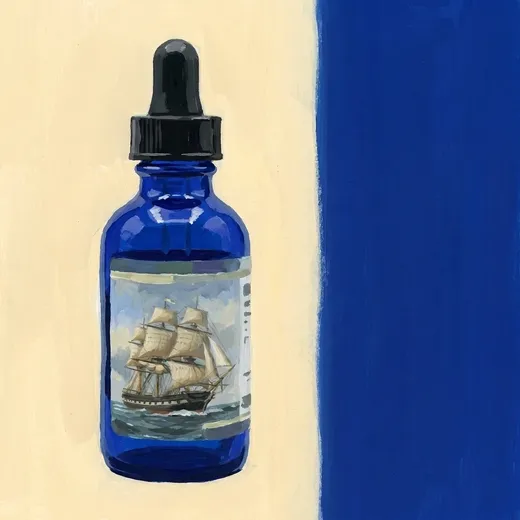 Ilustração pintada de uma garrafa de Ms. Better's Bitters Aromatic Bitters