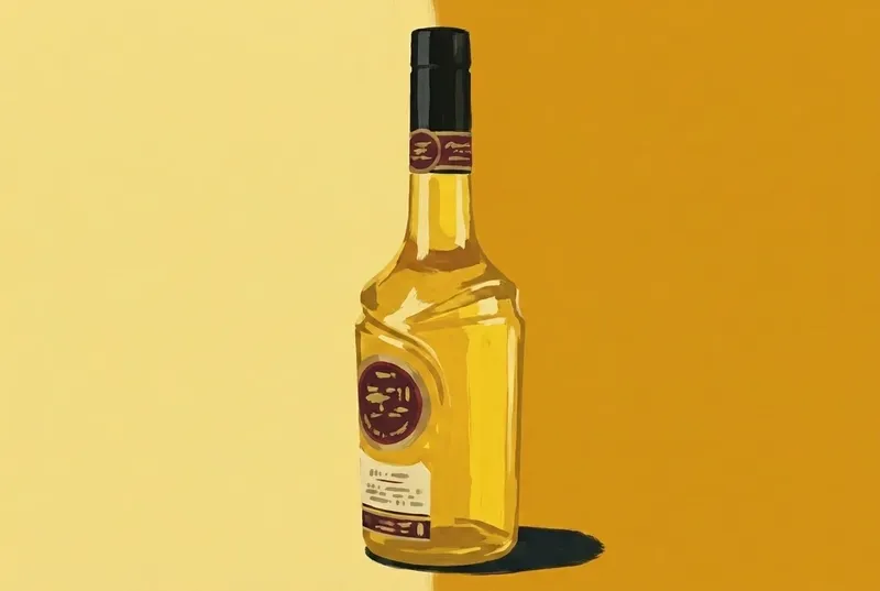 Painted illustration of a bottle of Licor 43