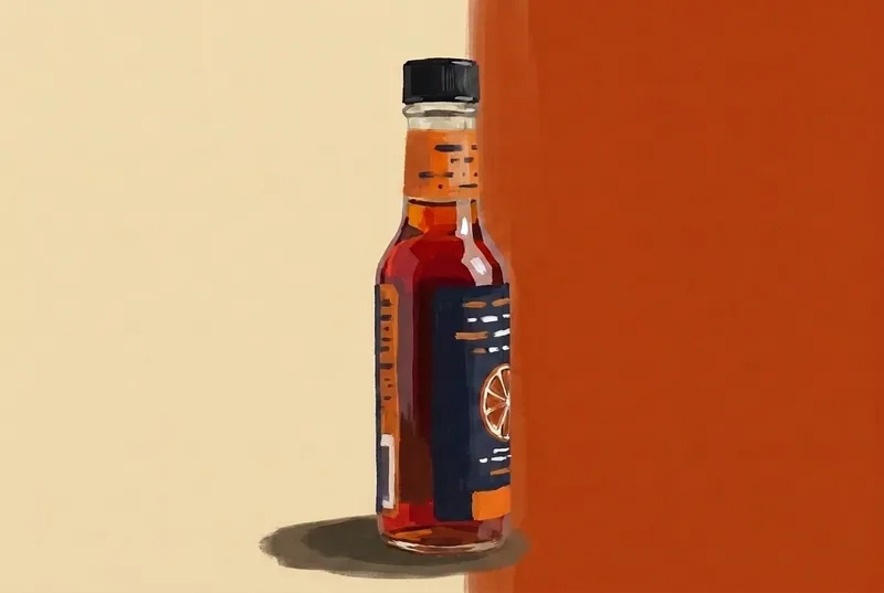 Painted illustration of a bottle of Bittercube Orange Bitters
