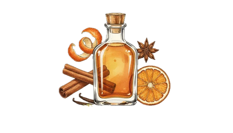 Three distinct, illustrated cocktail bitters dropper bottles