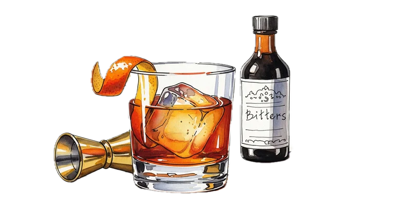 Elegant collection of artisanal bitters bottles with botanical ingredients