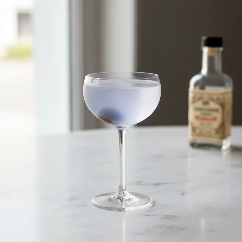 Gin cocktail with crème de violette and maraschino