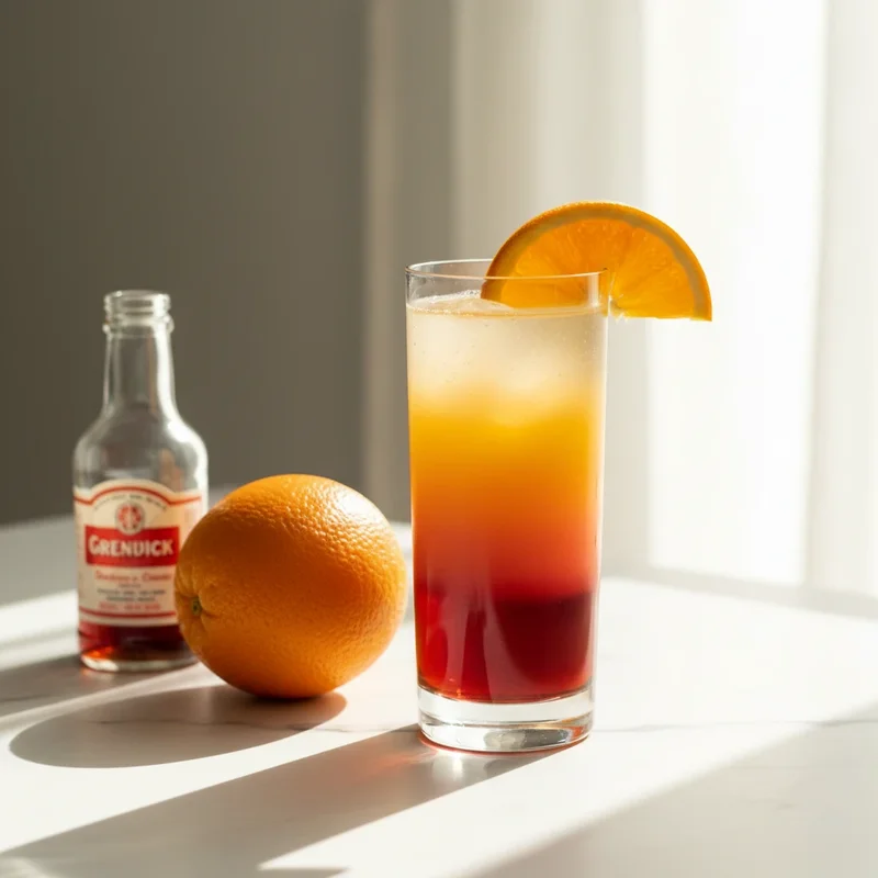 Non-alcoholic orange bitters with orange juice and grenadine