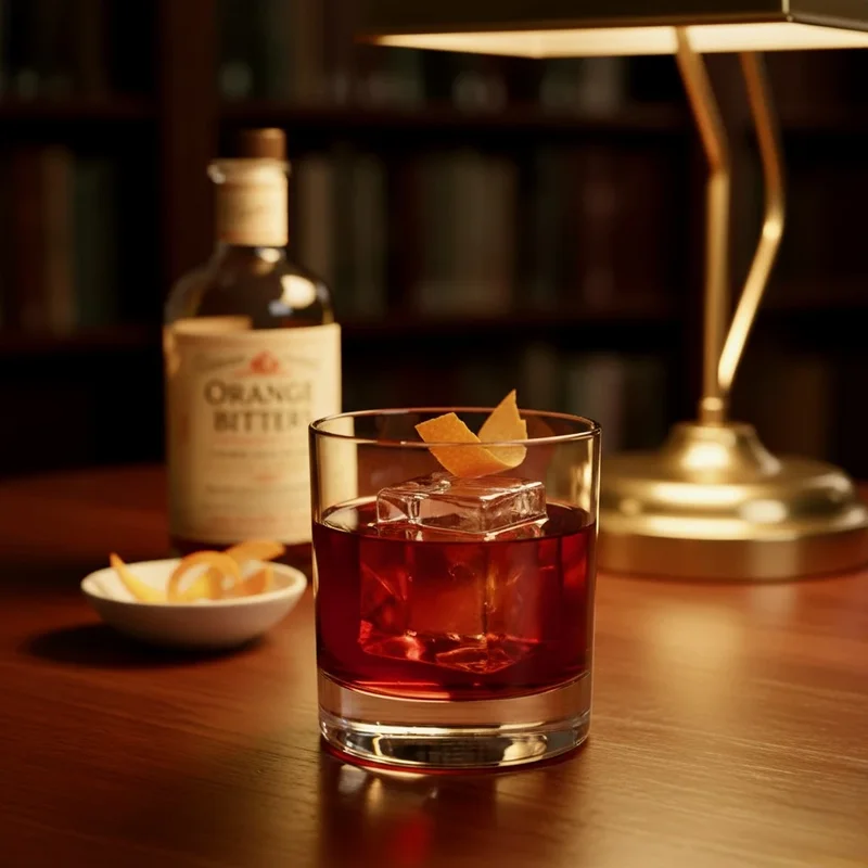 Whiskey-based Negroni variation with bitters complexity
