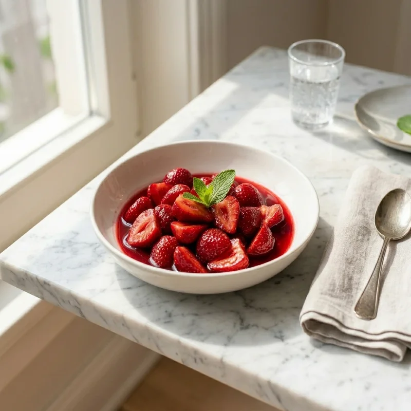 Fresh strawberries macerated in Campari and sugar — an Italian summer dessert