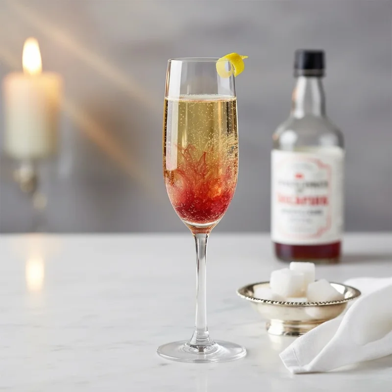 Sparkling wine cocktail with sugar and bitters
