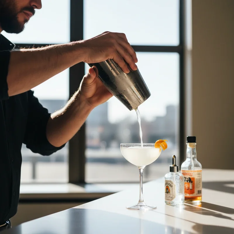 Classic gin sour with absinthe rinse and orange bitters