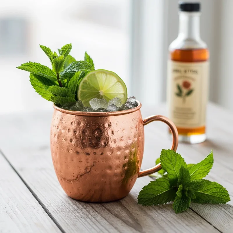 Gin and ginger beer with fresh mint